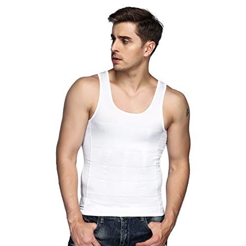 Odoland Mens 5 Pack Body Shaper Slimming Tummy Vest Thermal Compression Shirt Tank Top Shapewear