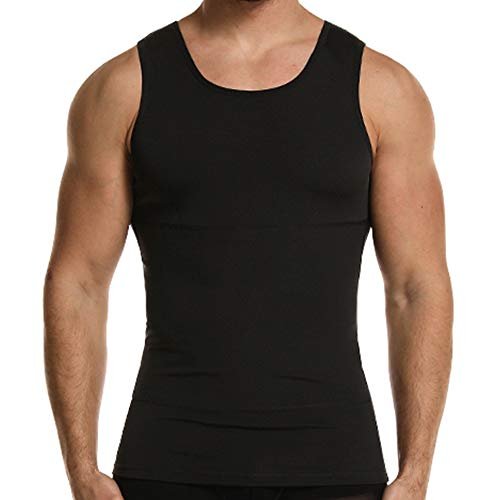 GSKS Mens Body Shaper Compression Tank Top Slimming Shapewear Abdomen Undershirt, Style A-black, 3XL