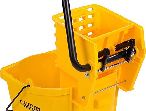 MHAN Commercial Mop Bucket with Side Press Wringer, 18 L Capacity, Yellow