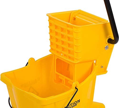 MHAN Commercial Mop Bucket with Side Press Wringer, 18 L Capacity, Yellow