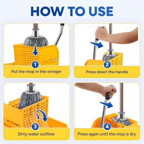 PLASTIC PRINCE Commercial Yellow Mop Bucket and Side Press Wringer, 20 Qt, Perfect for Professional/Industrial/Business/Household