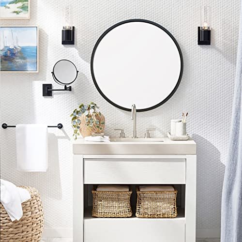 G-LEAF Black Round Mirror, 20 Circle Mirror Metal Frame Round Bathroom Mirror for Vanity Home Decor