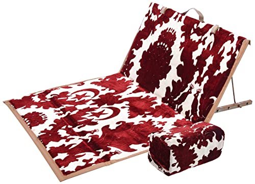 Tekkeh Barr Folding Chair - 2 Person, Multi Color, Metal Frame, Red, Geometric Pattern, Solid Back, Casual Style, Foldable, Indoor/Outdoor Use