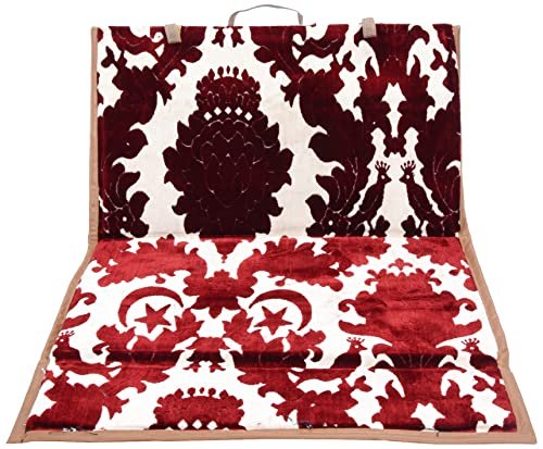 Tekkeh Barr Folding Chair - 2 Person, Multi Color, Metal Frame, Red, Geometric Pattern, Solid Back, Casual Style, Foldable, Indoor/Outdoor Use