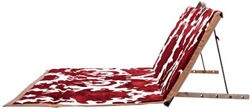 Tekkeh Barr Folding Chair - 2 Person, Multi Color, Metal Frame, Red, Geometric Pattern, Solid Back, Casual Style, Foldable, Indoor/Outdoor Use