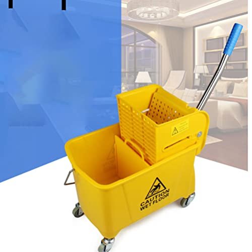 Glob Mops Side Press Wringer Bucket Commercial on Wheels 20L for Home Mall Floor Cleaning With Iron Wheel