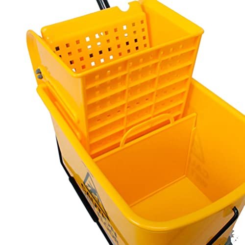 Glob Mops Side Press Wringer Bucket Commercial on Wheels 20L for Home Mall Floor Cleaning With Iron Wheel