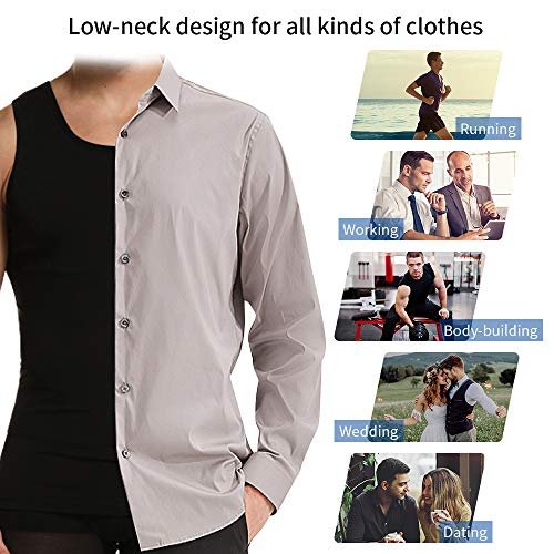GSKS Mens Body Shaper Compression Tank Top Slimming Shapewear Abdomen Undershirt, Style A-black, M