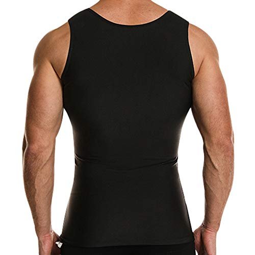 GSKS Mens Body Shaper Compression Tank Top Slimming Shapewear Abdomen Undershirt, Style A-black, M