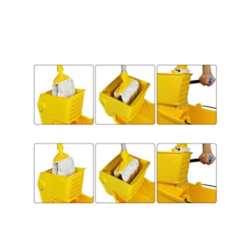 Side Press Wringer Mop Bucket Commercial Mop Bucket on Wheels 20L for Home Mall Floor Cleaning Iron Wheel
