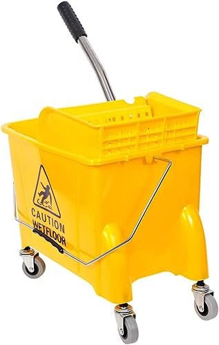 Mop Bucket with Wringer and Wheels for Easy Cleaning - 20-Liter Yellow