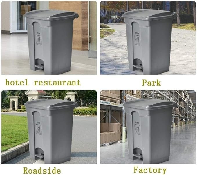 bunca Plastic Pedal Dustbin, 87 Liter, Grey