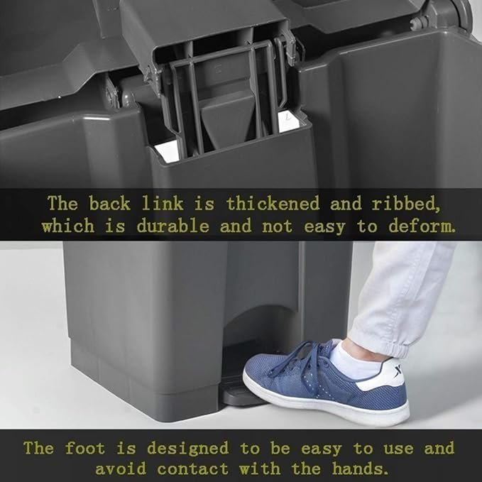 bunca Plastic Pedal Dustbin, 87 Liter, Grey