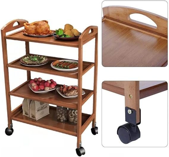 bunca 3 & 4 Tier Kitchen Storage Rack with Rolling Wheels (4 Tiers)