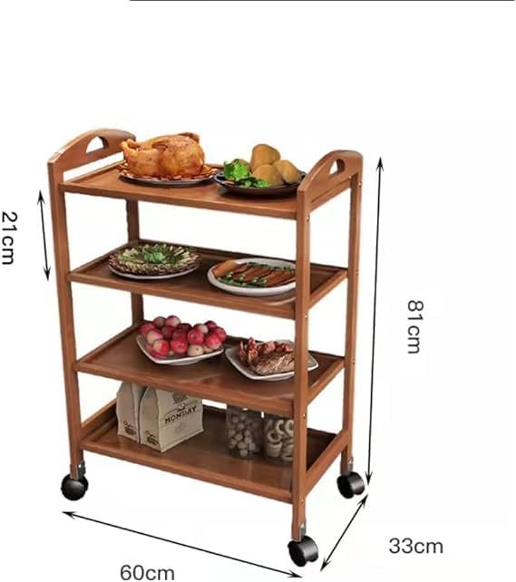 bunca 3 & 4 Tier Kitchen Storage Rack with Rolling Wheels (4 Tiers)
