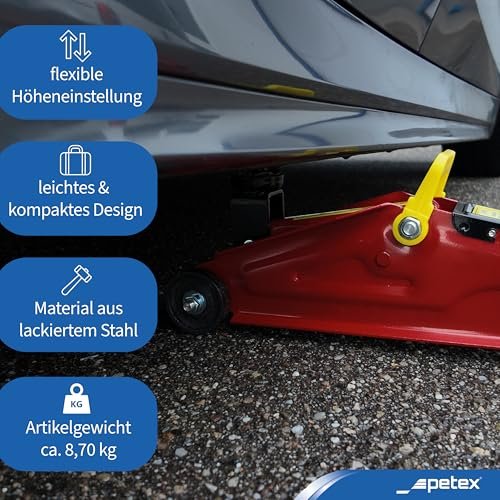 PETEX 44750012 Trolley Jack 2 T, Red