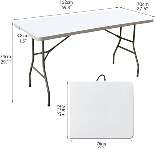 BUNCA Folding Table – Light, Durable, Easy to Fold with Carry Handle | Ideal for Trips, Camping, Indoor and Outdoor Use (150cm)