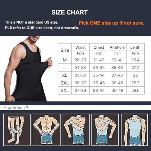 Lgtfy Mens Slimming Body Shaper Vest, Gynecomastia Compression Shirts, Tummy Control Undershirts - Change in Seconds Black