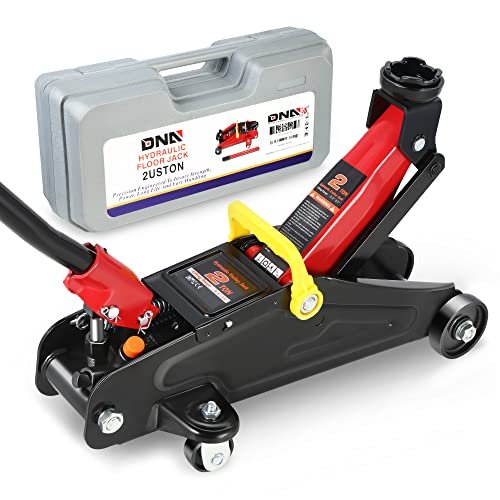 DNA MOTORING Floor Jack 2 Ton (4000 lbs) Capacity, Fast Lift Low Profile Hydraulic Trolley Jack, Steel Heavy-Duty Service Car Jack, Lifting Range 5.1"-13", Red, TOOLS-00234-RD