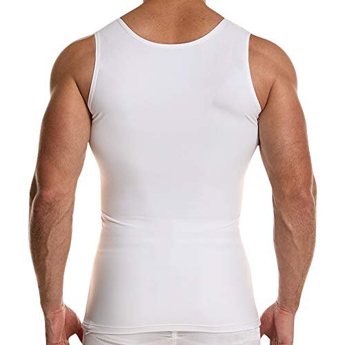GSKS Mens Body Shaper Compression Tank Top Slimming Shapewear Abdomen Undershirt Style A-white, M