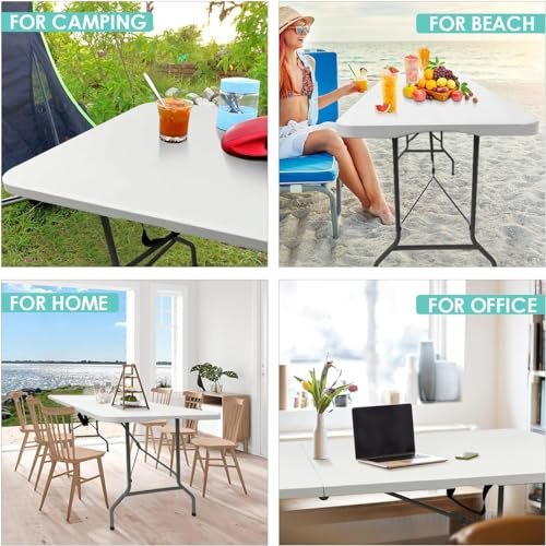 CCOVERY Folding Table, White, 150×72×74cm, Portable, Space Saving, Indoor & Outdoor