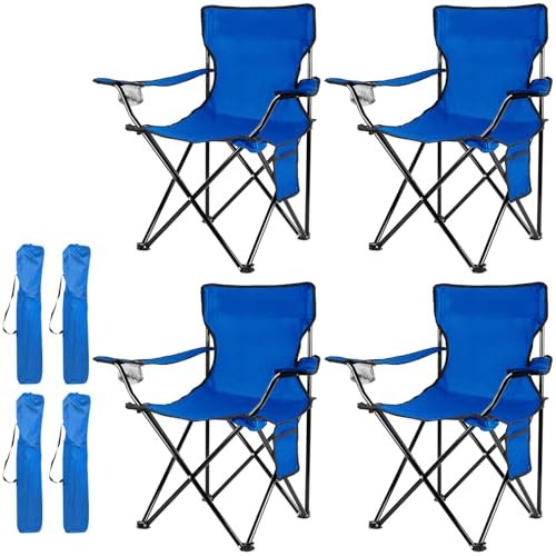 Damei century Portable Camping Chairs Enjoy The Outdoors with a Versatile Folding Chair, Sports Chair, Outdoor Chair & Lawn Chair, Blue 4-Pack, 4-PACK-FSY-BLUE