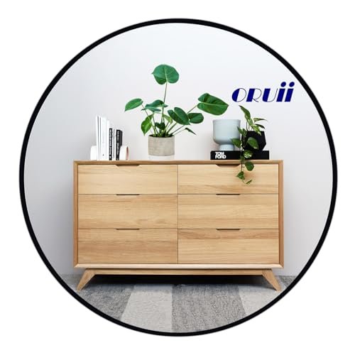 Oruii Black Circle Mirror, 20 inch Round Mirror, Wall Mirror Circular, Black Bathroom Mirror, Round Wall Mirrors for Living Room, Bedroom, Bathroom, Washroom, Rustic, Vanity.