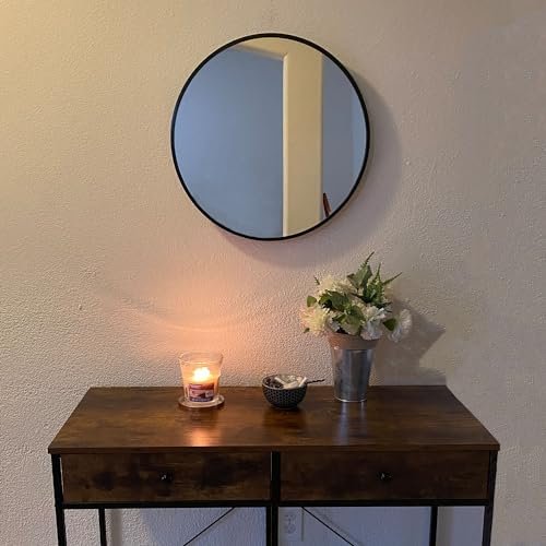 Oruii Black Circle Mirror, 20 inch Round Mirror, Wall Mirror Circular, Black Bathroom Mirror, Round Wall Mirrors for Living Room, Bedroom, Bathroom, Washroom, Rustic, Vanity.