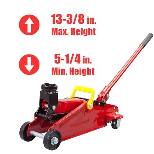 BIG RED T82002-BR-2 Torin Hydraulic Trolley Car Jack, 2 Ton (4,000 lb) Capacity - Red