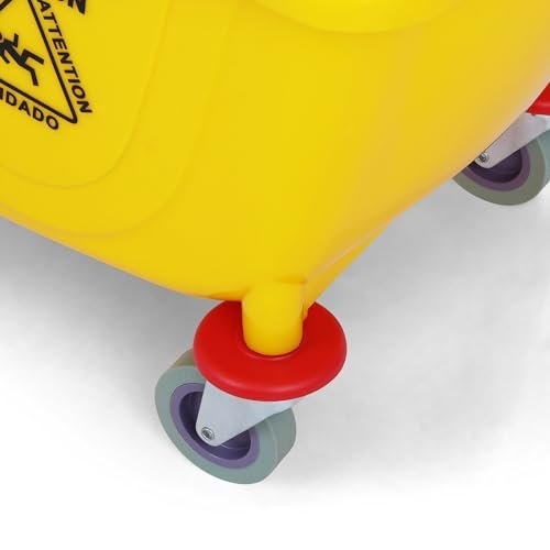 Simpli-Magic 79358 Commercial Mop Bucket with Side Press Wringer, 26 Quart, 14.75"L x 12.95"W x 19.95"H, Yellow