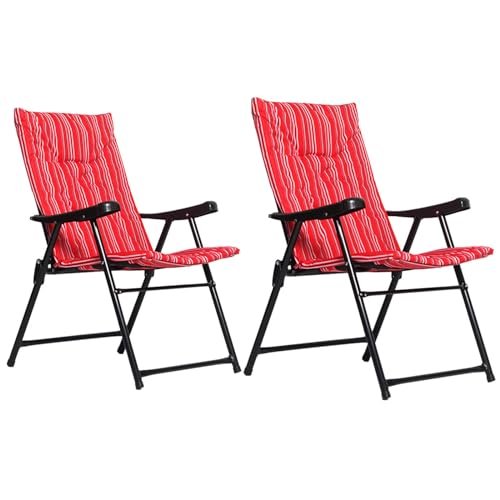IEK Camping Chair, Folding Chair for Trip & Camping, Foldable Beach Chair, Portable Fishing Chair, Lightweight Camping Backpacking Chair for Outdoor, Picnic, Hiking (Red 2 Chairs)