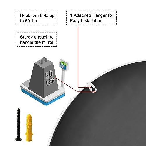 IPOUF 39” Round Mirror, Black Large Circle Metal Frame Wall Mirror for Entryway, Living Room