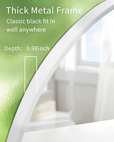 IPOUF 39” Round Mirror, Black Large Circle Metal Frame Wall Mirror for Entryway, Living Room