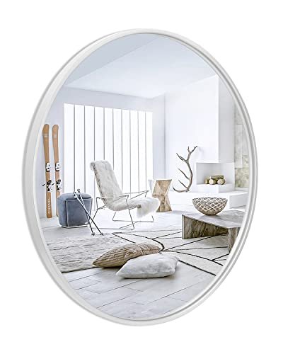 IPOUF 39” Round Mirror, Black Large Circle Metal Frame Wall Mirror for Entryway, Living Room