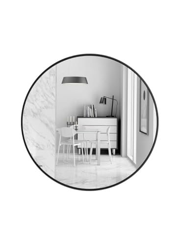 BUNCA 39"/100cm HD Black Round Mirror with Metal Frame, Round Wall Mirror for Wall Entryway Bedroom Living Room 40cm/15inch(40cm/15inch)