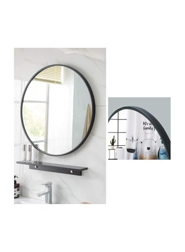 BUNCA 39"/100cm HD Black Round Mirror with Metal Frame, Round Wall Mirror for Wall Entryway Bedroom Living Room 40cm/15inch(40cm/15inch)