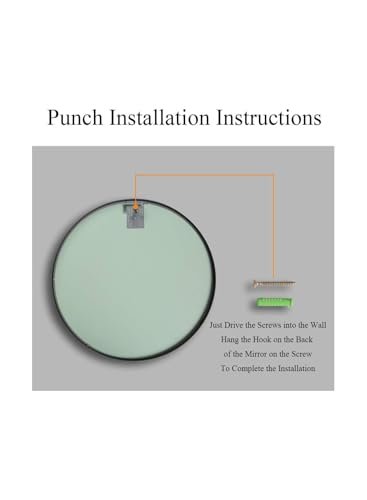 BUNCA 39"/100cm HD Black Round Mirror with Metal Frame, Round Wall Mirror for Wall Entryway Bedroom Living Room 40cm/15inch(40cm/15inch)