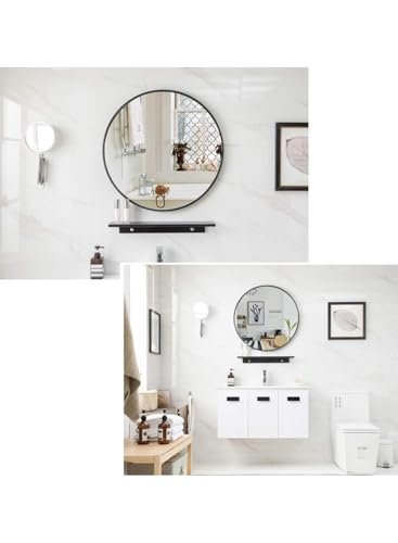 BUNCA 39"/100cm HD Black Round Mirror with Metal Frame, Round Wall Mirror for Wall Entryway Bedroom Living Room 40cm/15inch(40cm/15inch)