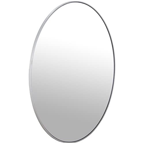 DRW Round Wall Mirror Metal and Backed MDF Silver 100cm x 1.5cm INT. 98.5cm