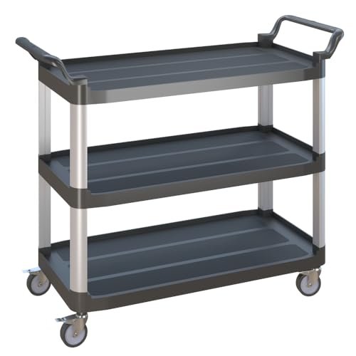 Mecent Serving Trolley with Wheels, Cleaning Trolley in the Restaurant, Hotel, School, Kitchen, Rolling Trolley, Load Capacity 200 kg (87 x 43 x 94 cm)
