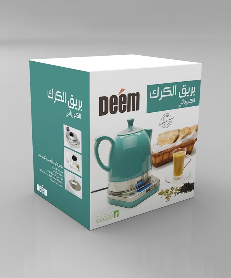 Deem Karak Tea Maker, 1 Liter, Turquoise, Ad- Epkt- 1012A, Ceramic Material