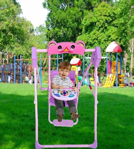 bunca Baby Swing with Safety Seat, Can Be Used for Indoor, Outdoor, Backyard, Baby, Baby, Pink