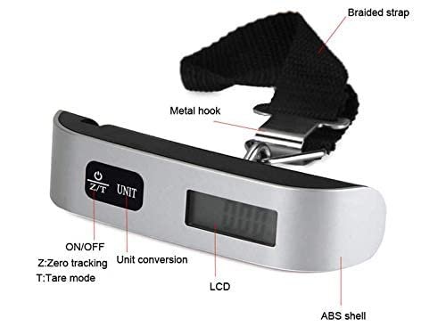 Mini Luggage Electronic Scale Thermometer 50kg Capacity Hanging Digital Weighing Device- multi