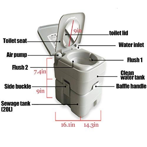 Practical Convenient Portable Toilet Camping Portable Camp Toilets With 5.2 Gallon Waste Tank Portable And Flush Design For Hiking Construction Sites Chemical Toilet TDF