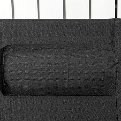 Outsunny Garden Recliner Chairs Set of 2, Outdoor Foldable Zero Gravity Chairs Set w/Footstool and Detachable Headrest, Black