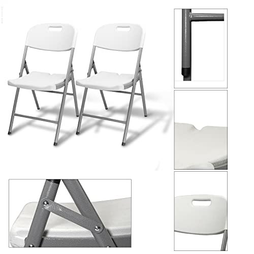 NIUTA Spexlb Folding Plastic Chair, 400 Pound Capacity, Wedding Banquet Seat Premium Party Event Folding Stool,White, 4PC