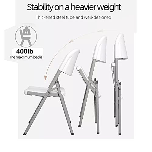 NIUTA Spexlb Folding Plastic Chair, 400 Pound Capacity, Wedding Banquet Seat Premium Party Event Folding Stool,White, 4PC
