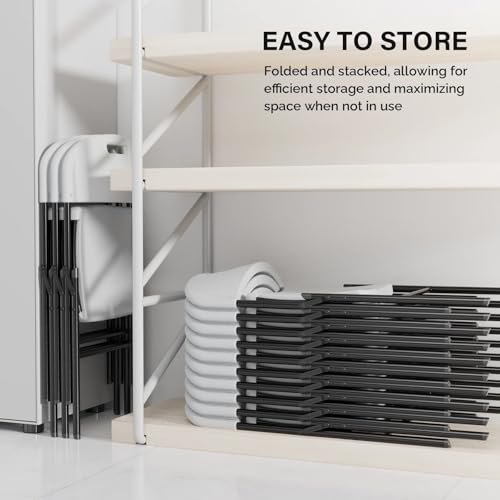 Outvita Outdoor Plastics Folding Chairs, Set of 4 Foldable Dinning Chairs for Wedding, Parties, Camping, Picnics Black & White