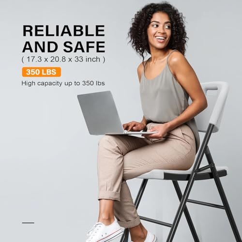 Outvita Outdoor Plastics Folding Chairs, Set of 4 Foldable Dinning Chairs for Wedding, Parties, Camping, Picnics Black & White