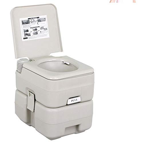 Portable Toilet Flush camping 5 Gallon 20 L Travel Camping Hiking Outdoor Indoor Porta Potty, Grey